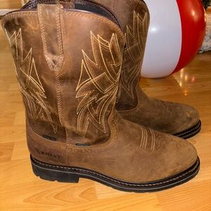 Ariat Brown Steel Toe Work Boots - Western Cowboy Square Toe - Size 13 EE